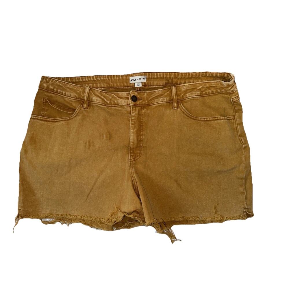 Ava & Viv brown raw hem denim shorts Size 22W